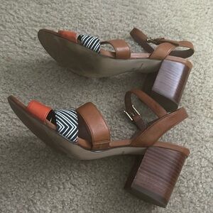 Cole Haan Orange and Brown Block Heel Open Toe Sandal SZ  8B